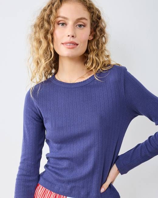 Navy Twilight - Pointelle Long Sleeve - Shirt