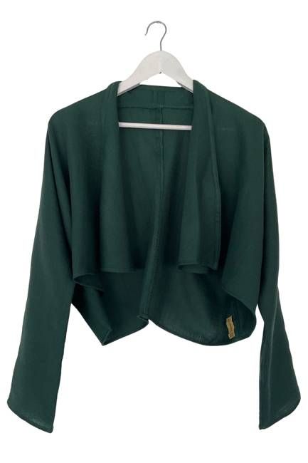 NEW! Long Sleeved Wool Waterfall Bolero Emerald