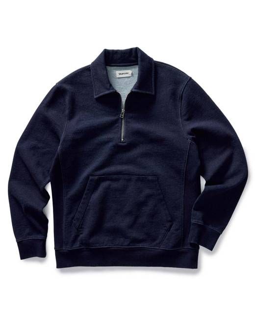 The Apres Quarter Zip in Rinsed Indigo Terry