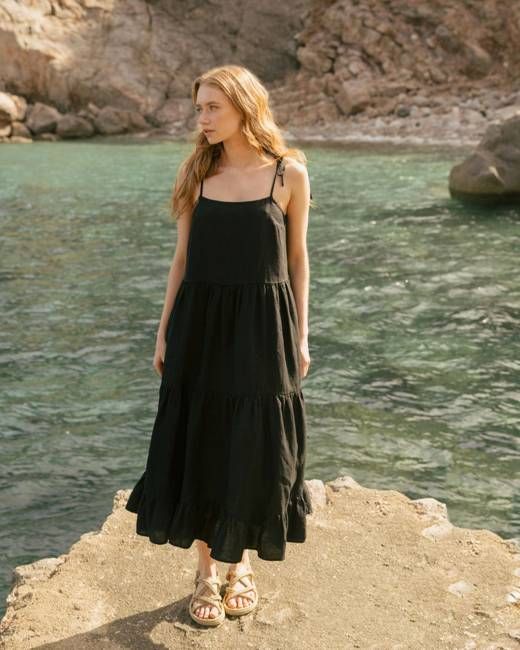Patricia - Linen Dress in Black