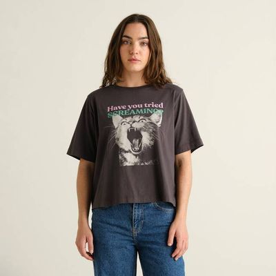 DEDICATED - T-shirt Vadstena Screaming Cat Charcoal