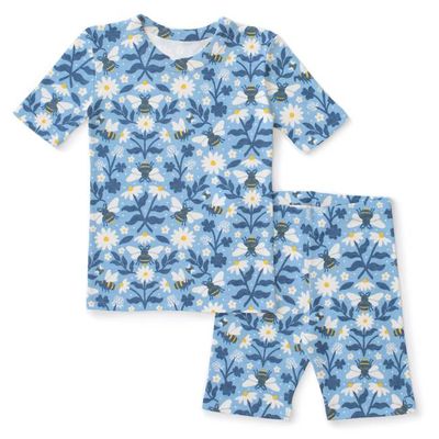 Kids Summer Pajama Set - Bees Blue