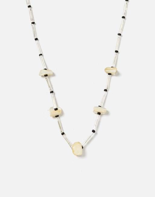 50s Glass Bead and Mother of Pearl Tube Bead Choker