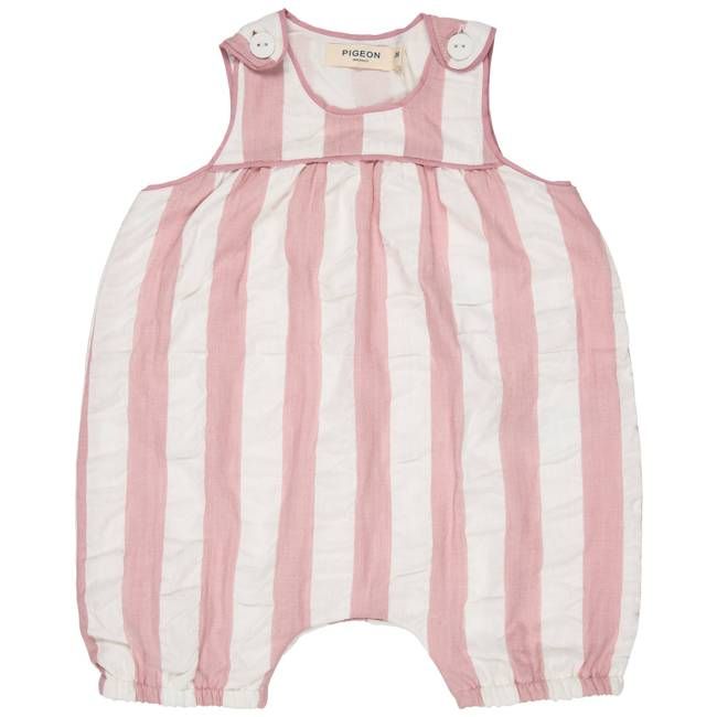 Baby Playsuit (Seersucker Wide Stripe) - Pink