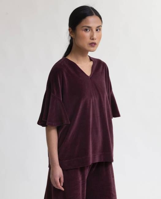 Ester Organic Cotton Velour Top In Mauve