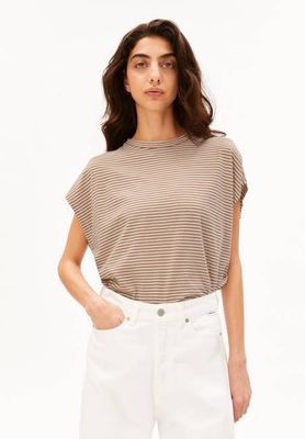 SLUB JERSEY STRIPE T-SHIRT | oatmilk-cinnamon dust