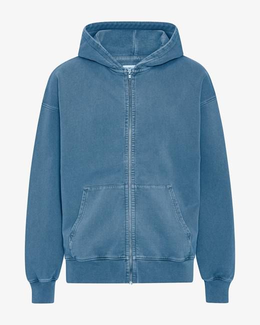 Organic Oversized Zip Hood - Faded Indigo