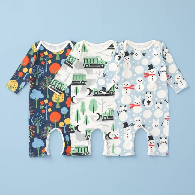 Long-Sleeve Romper Bundle - Winter Blue & Green