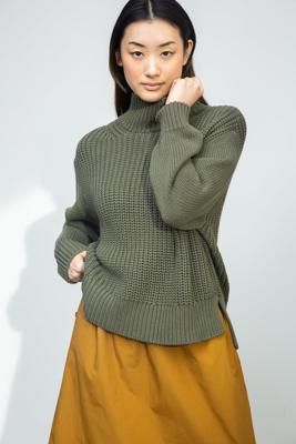 Tora Organic Cotton Knitted Jumper in Soft Khaki