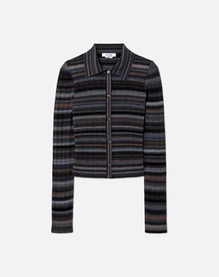 Ribbed Polo Cardi - Black Combo