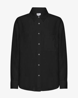 Linen Oversized Shirt - Deep Black