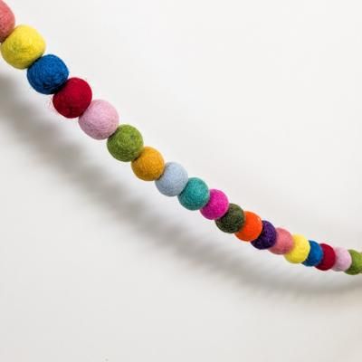 Colourful Felt Ball Garland, Fair Trade Eco Bunting Ethically Handmade in Nepal
