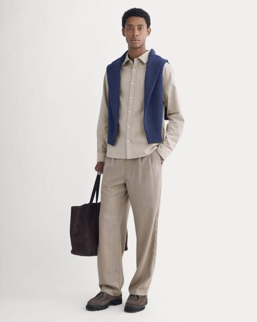Pleated Trouser in Tailor Twill | Light Taupe