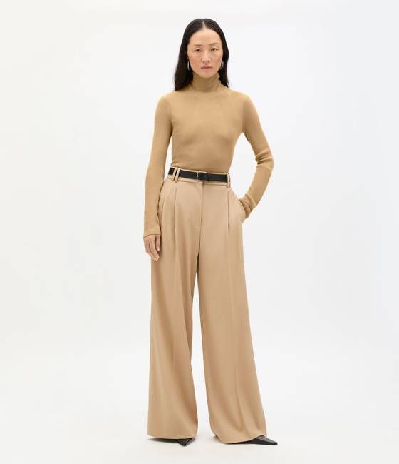 Rib Knit Turtleneck | Camel