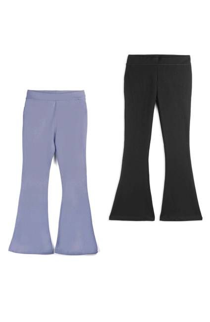 Mightly Kids Leggings: Organic Cotton Flared Yoga Pants: 2-Pack