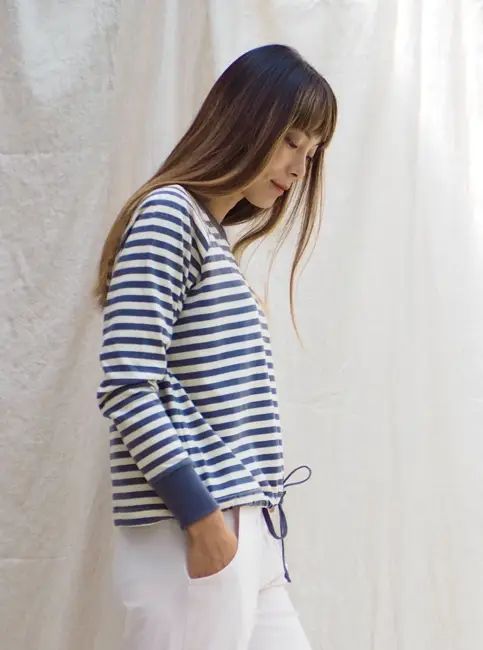 luna cosy top / midnight blue stripe — Noctu