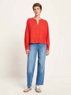 Strukturbluse mit Kräuseln