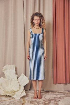 Stripe Organic Cotton Midi Dress - ARCHIVE SALE