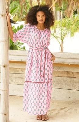 Violet Block Print Dress | Sunflower Buti Pink