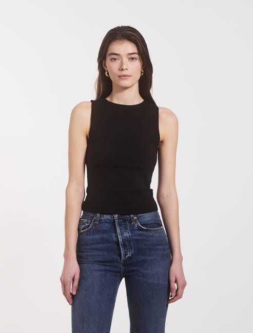 Maya Cropped Tank in Black