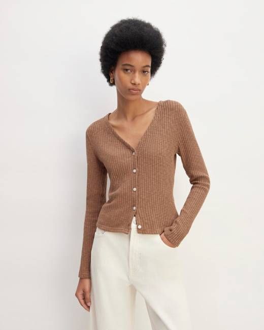 The Cozy Rib Cardigan | Carob Brown