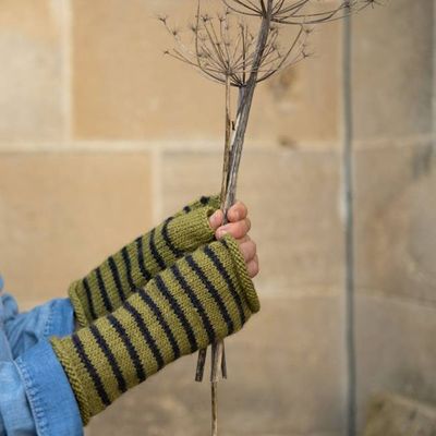 Anika Pistachio Striped Mittens