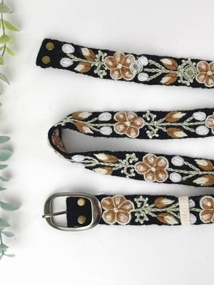 Cafecito Embroidered Skinny Belt