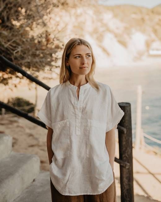 Julie - Linen Blouse in Off White