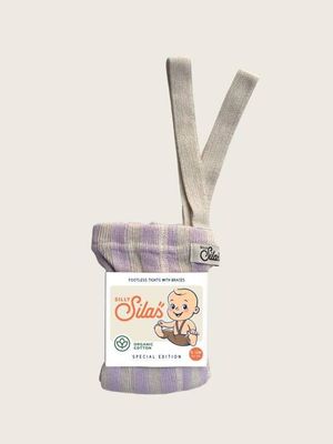 Lavender and Cream Striped Footless Tight