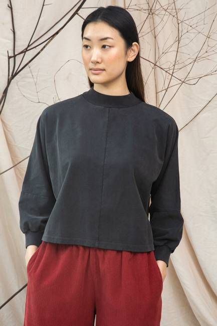 Maiya Organic Cotton Felpe Sweatshirt in Charcoal Stonewash