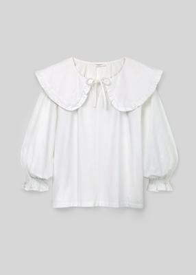 Camilla Organic Cotton Poplin Blouse in White