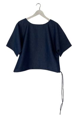 NEW! Denim Tencel Drawstring Top