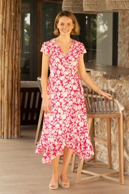 Demi EcoVero Wrap Dress | Blossom Pink/White/Green