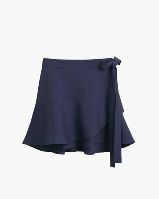 Linen Wrap Mini Skirt