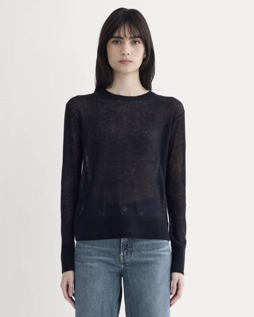 The Air Alpaca™ Relaxed Crew Top | Black
