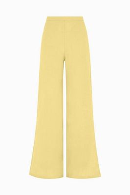 The Lena Wide-Leg Trousers With Slit in yellow