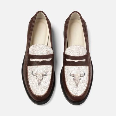 Wilde Cracked Bison Skull Penny Loafer - Men's