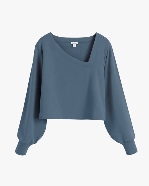 French Terry Asymmetrical Neckline Top