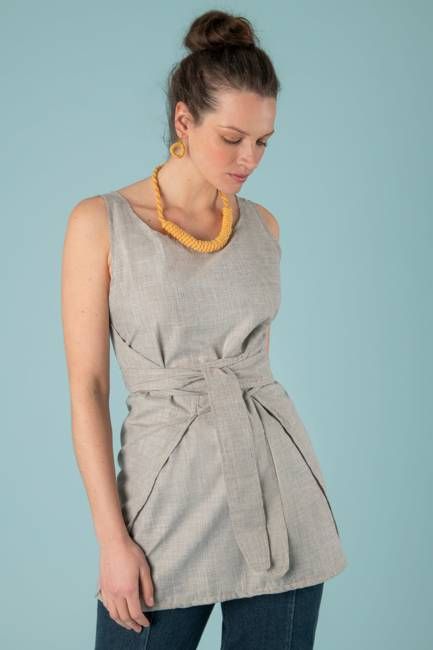 Mkanjo Tunic Dress in Grey Linen