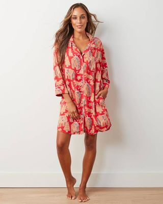 Gingerbread Party - Eco Satin Sleep Shirt - Ruby