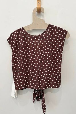 Sample Sale Valentina Top in Brown Polka Dots