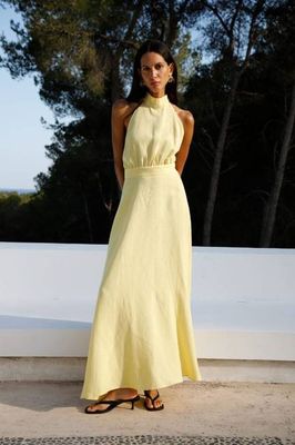 Das Isi Neckholder-Kleid in Gelb