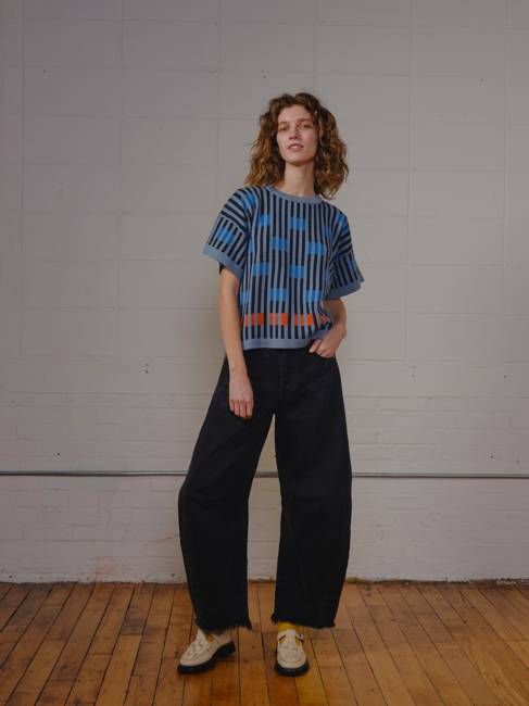 Bauhaus Short Sleeve Sweater Tee - Neptune