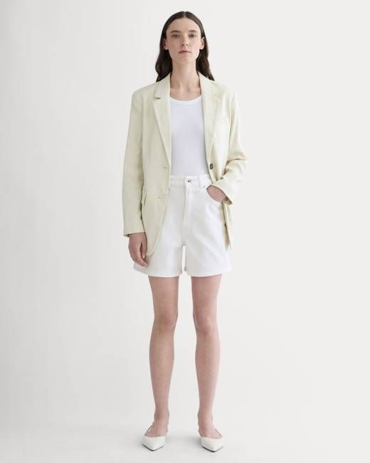 The A-Line Denim Short | White