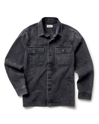 The Shop Shirt in Washed Black Organic Slub Selvedge