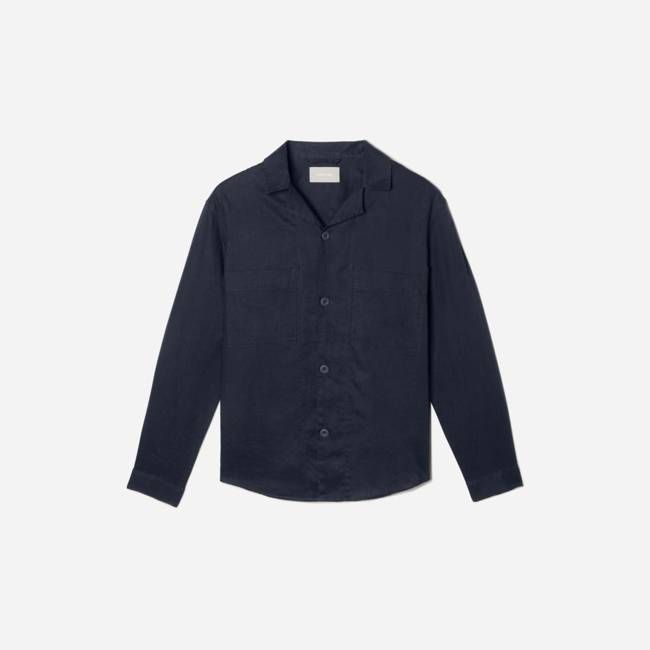 The Long Sleeve Linen Camp Shirt | Deep Navy