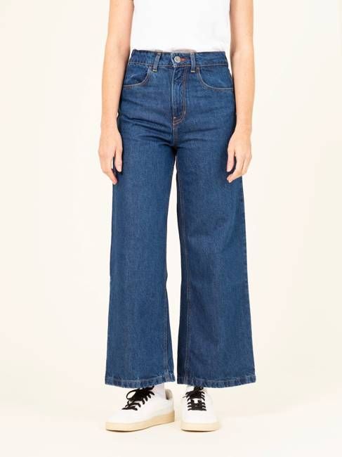 SIMONE MID WOMEN'S CULOTTE JEANS USED BLUE TENCEL™ Lyocell fibers