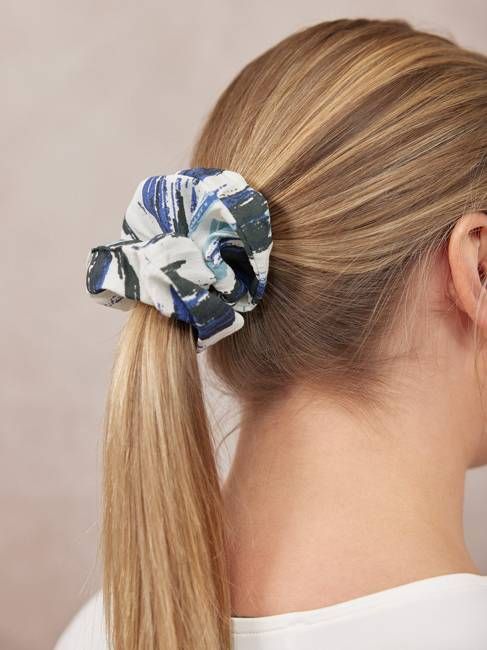 India - Hair Scrunchie - Navy Ikat