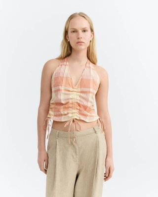 Adjustable orange checkered top Hiba