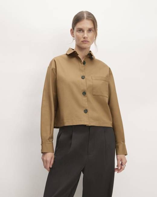 The Structured Cotton Cropped Shirt | Toasted Coconut